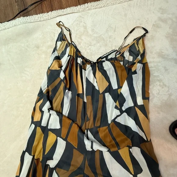 Anthropologie Wide-Leg Jumpsuit Brown White Black Motif Size M NWT - Picture 6 of 11